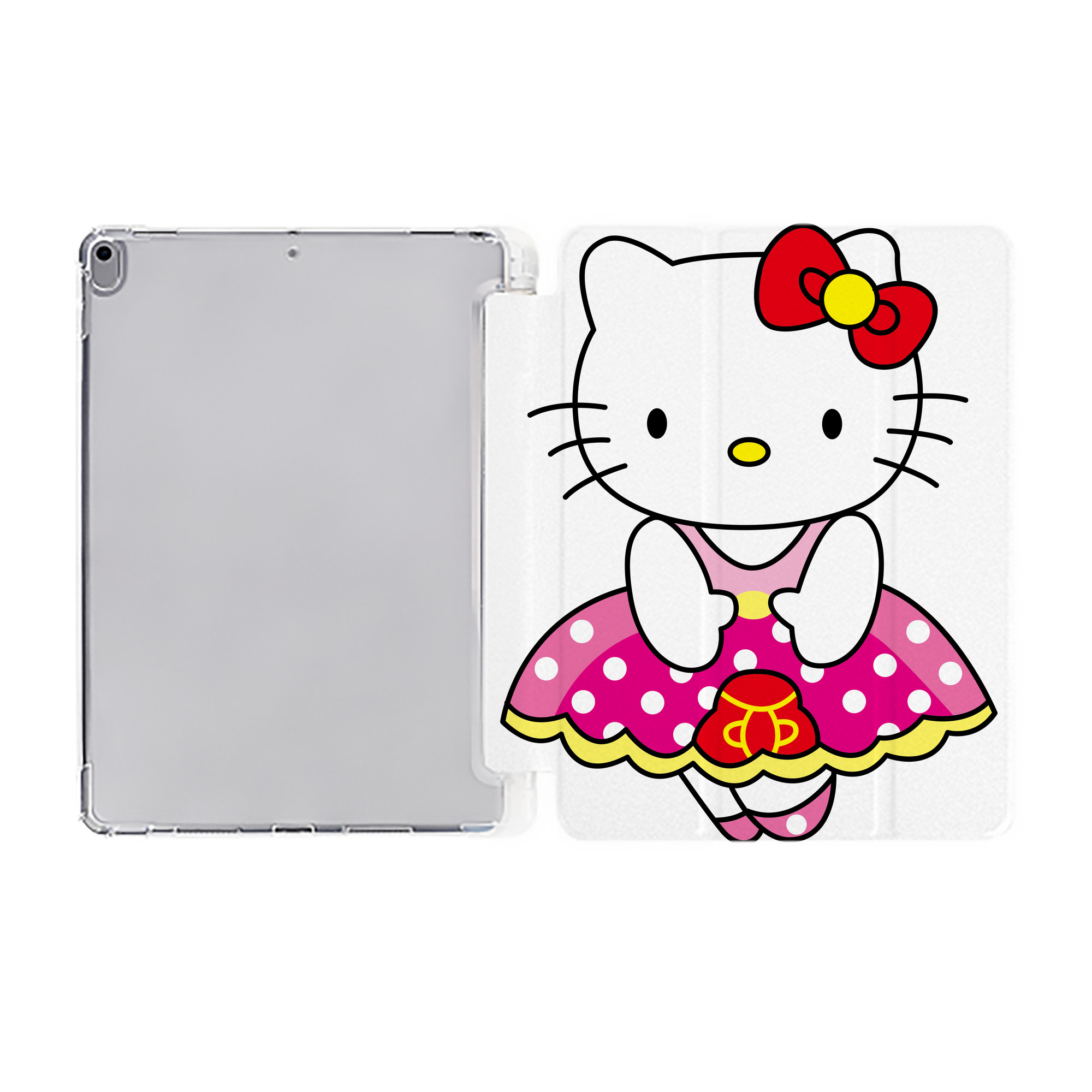 （画像用） Hello Kitty ハローキティ IPad ケース ペン収納付き 三つ折りスタンド PUレザー×シリコン 対応機種9.5/10.5/10.9インチ
